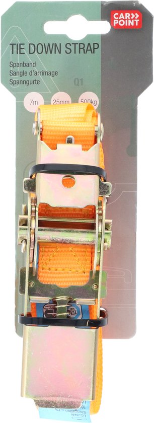Carpoint Spanband - Met Ratel - Lengte 7 Meter - Breedte 25mm - Tot 500 KG - Met TÜV/GS keurmerk - afbeelding 4