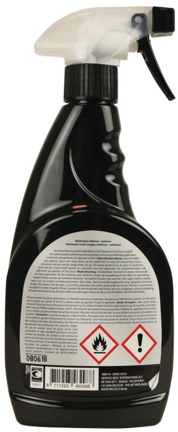 Protecton Multiclean Interieur & Exterieur – Om kunststof grondig te reinigen & te vernieuwen - subtiele zijdeglans afwerking – Met aangename fruitige geur - Snel & gemakkelijk in gebruik - 500ml