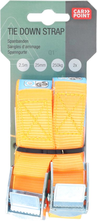 Carpoint Spanbanden 2 x 2,5 Meter – 25 mm Breed – Set van 2 – Voor Veilig Vastzetten van Lading – Geschikt voor Auto & Aanhanger - afbeelding 7