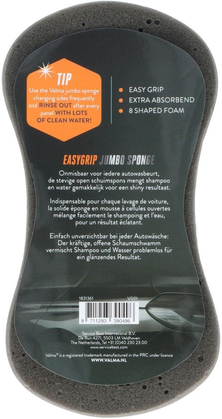 Valma Jumbo Spons - Extra grote spons - Hoog absorberend vermogen - Open structuur mengt shampoo en water gemakkelijk – Handige vorm, prettig in gebruik - 21x11cm - afbeelding 3