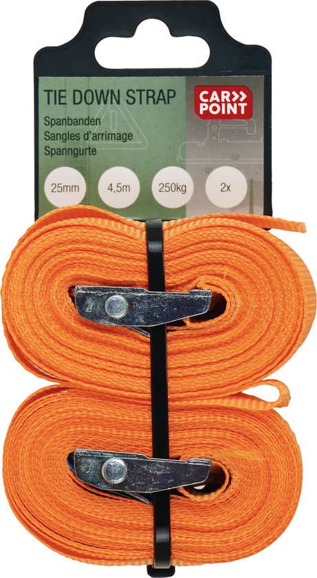 Carpoint Spanbanden – Lengte 4,5 meter – Breedte 25mm – Klemsluiting - Tot 250 KG – Met TÜV/GS keurmerk – 2 stuks - afbeelding 9