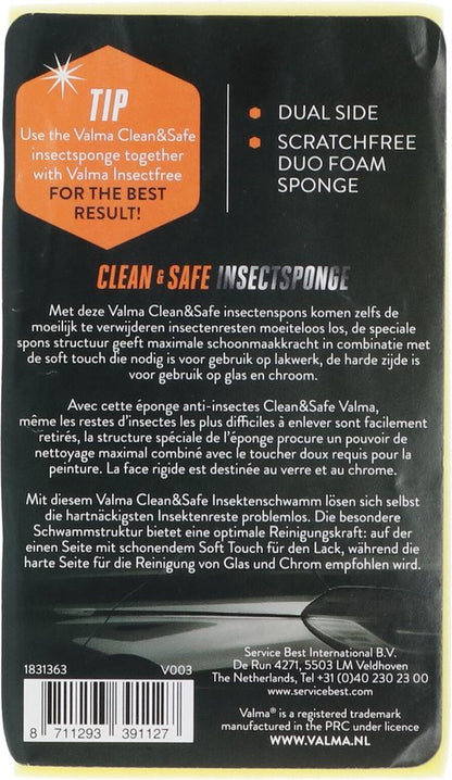 Valma Insectenspons – Speciaal ontworpen voor delicate oppervlakken - Verwijdert eenvoudig insecten – Harde en zachte kant - Voor lakwerk en chroom - 14x8cm - afbeelding 2