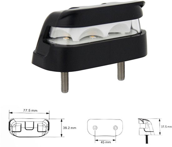 Kentekenverlichting LED IP67 incl. kabel 12/ 24V