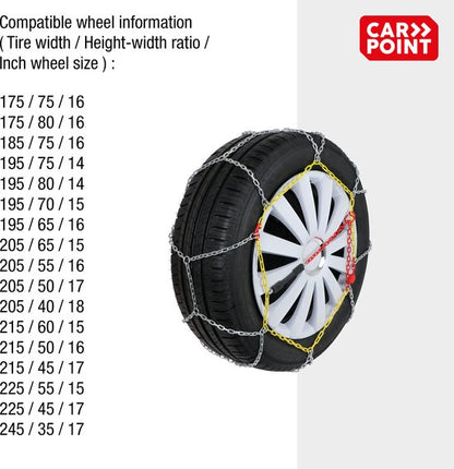 Carpoint Sneeuwkettingen Knn-90 (195/75-14 Tot 205/40-18) 9 Mm 2 St - afbeelding 3