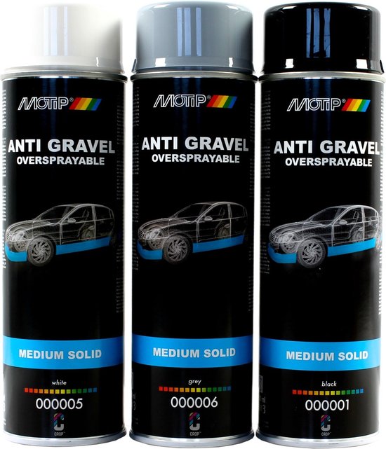 MoTip Anti Steenslag in 500ml spuitbus Zwart
