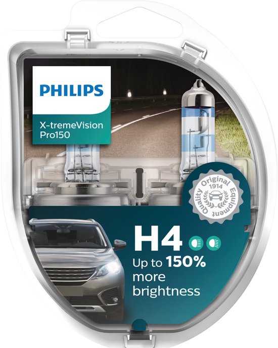 Philips H4 12V 55/60W - X-tremevision Pro150 +150% - 2 Stuks - afbeelding 5