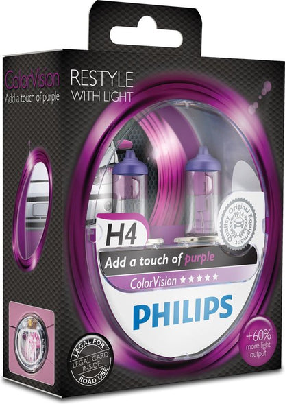 Philips ColorVision H4 Paars 60/55W 12V, set à 2 stuks - afbeelding 3