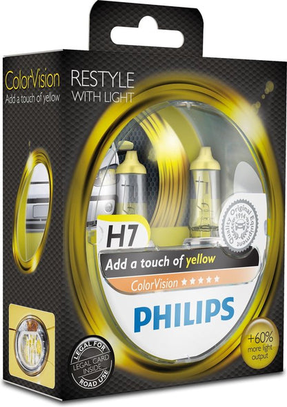 Philips ColorVision H7 Geel 55W 12V, set à 2 stuks - afbeelding 2
