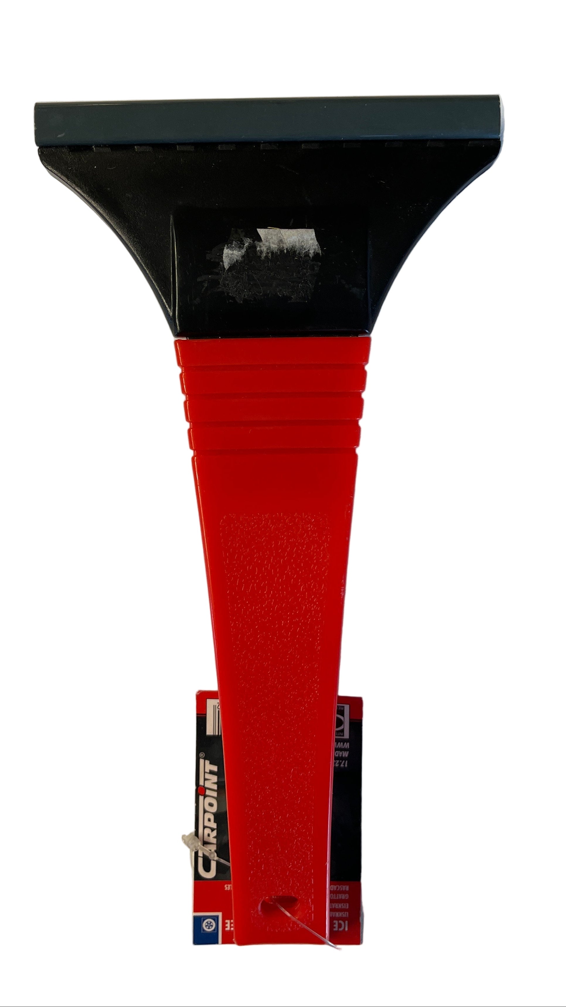 Rood/zwarte Carpoint ijskrabber met zwarte afneembare raamwisser voor het ijsvrij/schoonmaken van auto voorruit, achterruit, zijruiten en spiegels.