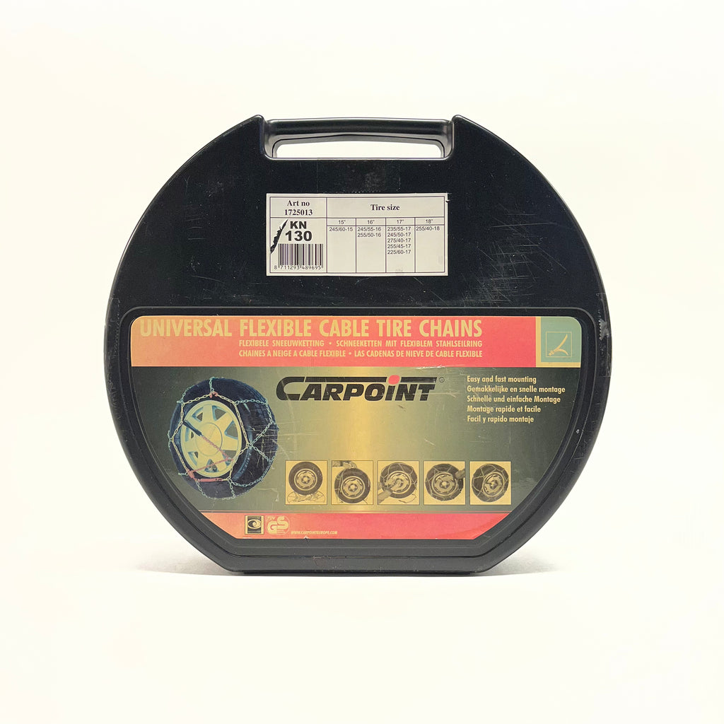 CarPoint sneeuwketting voor auto, geschikt voor diverse bandenmaten, bedoeld voor extra grip op besneeuwde en ijzige wegen.
