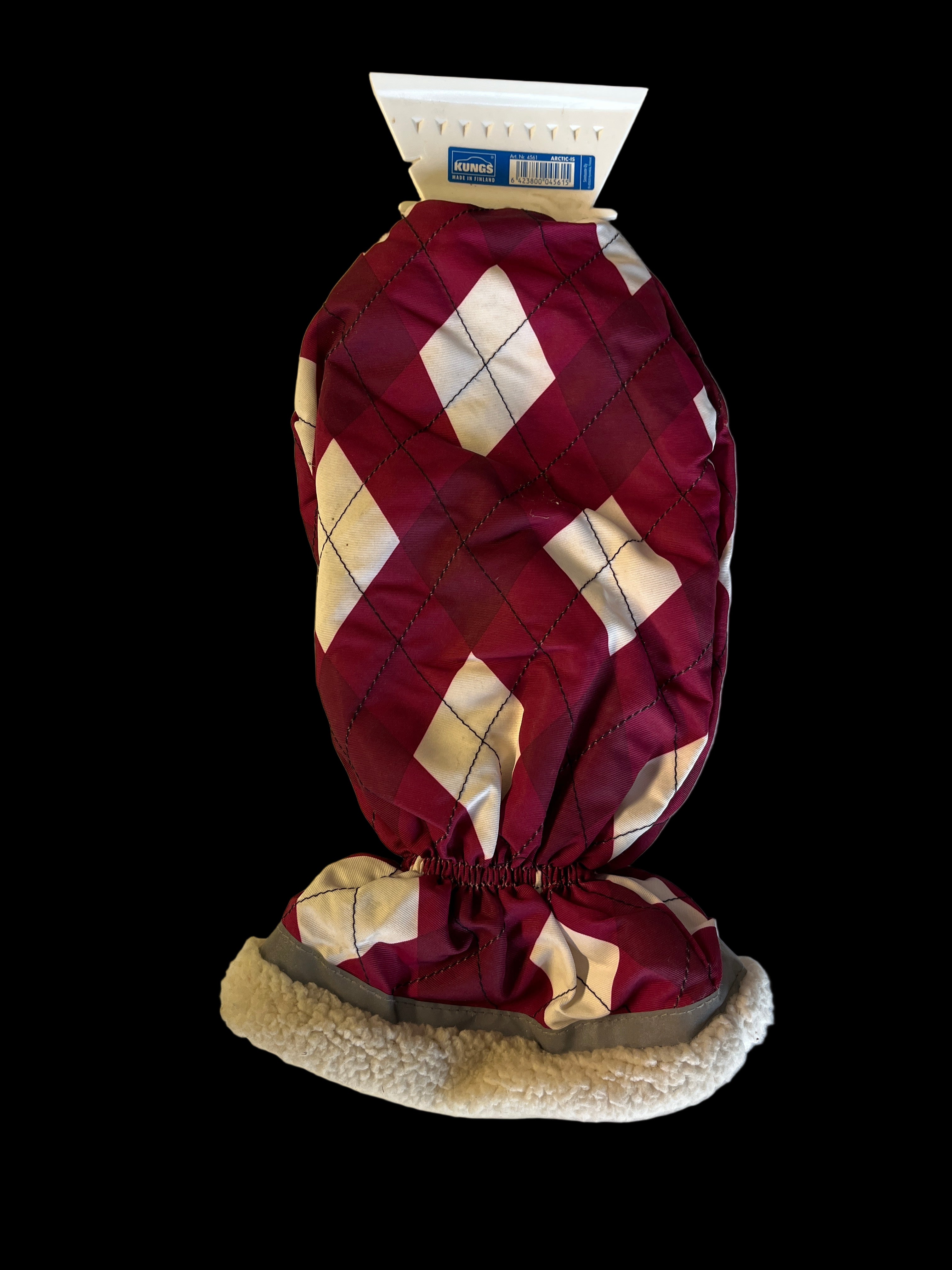 paars ijskrabber met winterwant voor auto, ruitenkrabber met geïntegreerde want om autoruiten ijsvrij te maken zonder koude handen