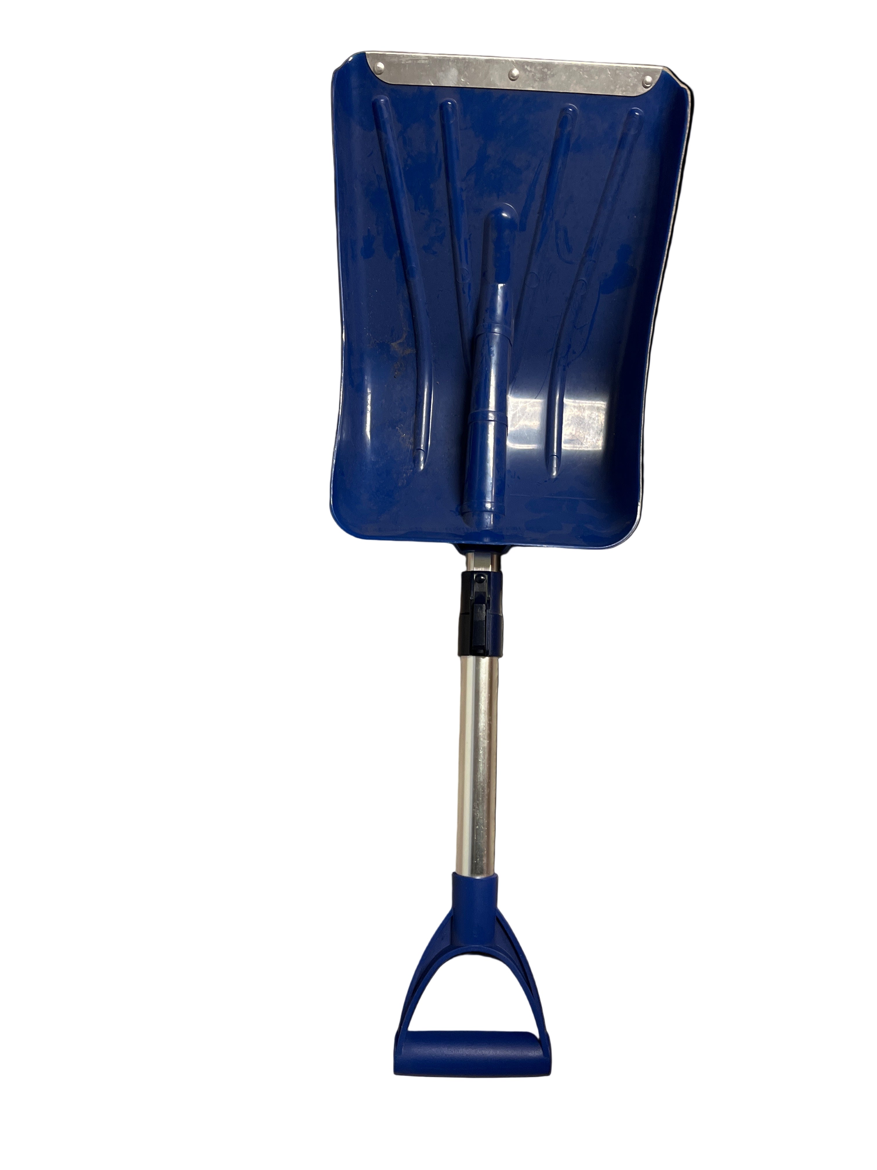 Blauwe sneeuwschep met afneembaar en verstelbaar handvat, compacte sneeuwschep voor het vrijmaken van auto, wielen en oprit bij sneeuw